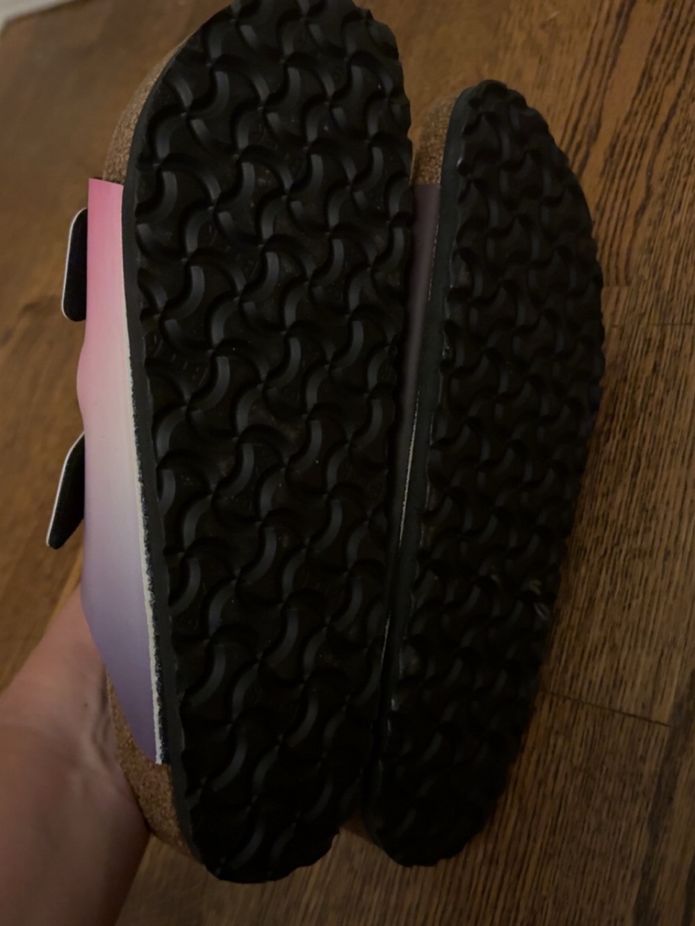 Birkenstock Arizona Ombre Pink to Purple Double Strap Sandals - Picture 3 of 4